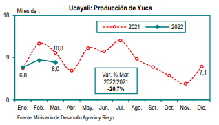Cuadro estadístico de producción de yuca 2022