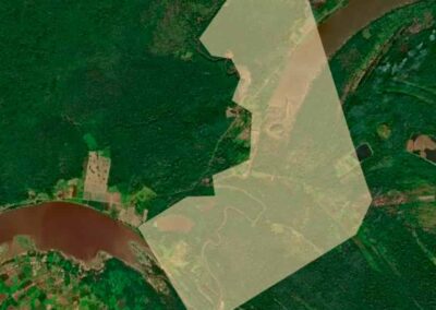 Vista satelital de área de viaje fluvial para llegar a la sesiones de la ayahuasca