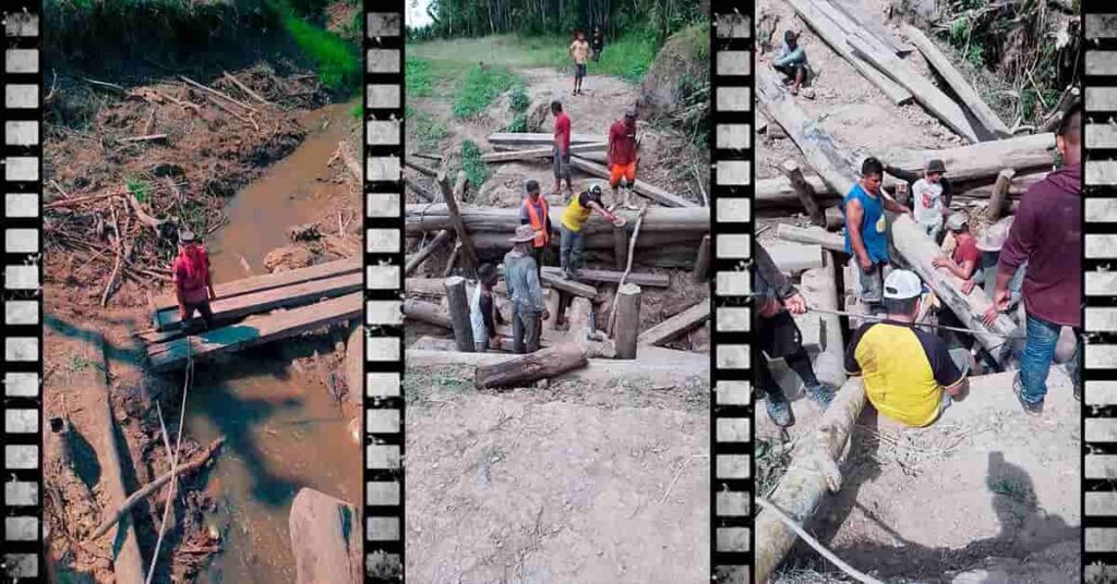 Pobladores organizados arreglan puente de Siquihual en Manantay