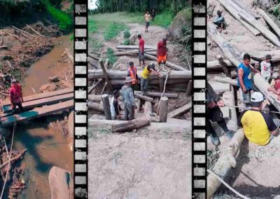 Pobladores organizados arreglan puente de Siquihual en Manantay
